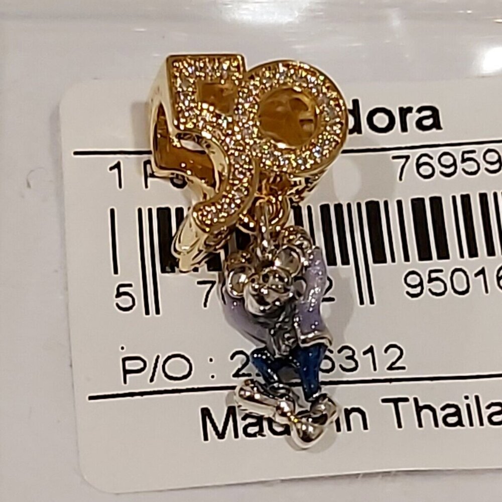 Auth Pandora Disney Parks Shine 50TH ANNIVERSARY MICKEY Dangle Charm 769597C01